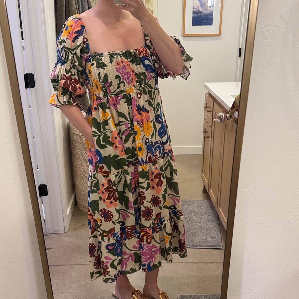 Misa Los Angeles Multicolor Floral Midi Dress